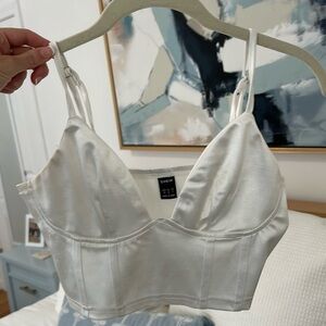 White satin corset top